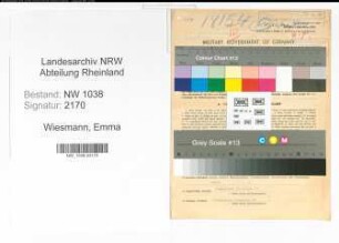 Entnazifizierung Emma Wiesmann , geb. 14.03.1914 (Postbeamtin)