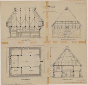 Vollme (Kreis Altena): Hof Vosswinkel. Haupthaus (Grundriss, Ansicht, Schnitt)