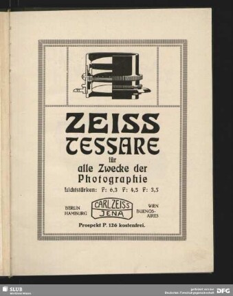 Werbung: Zeiss Tessare, Jena