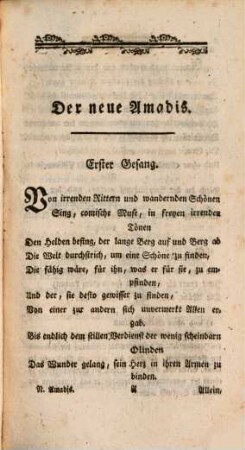Der Neue Amadis : Ein comisches Gedicht in Achtzehn Gesängen. 1
