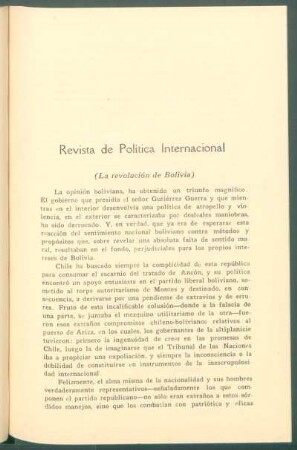 Revista de Política Internacional : (La revolución de Bolívia)