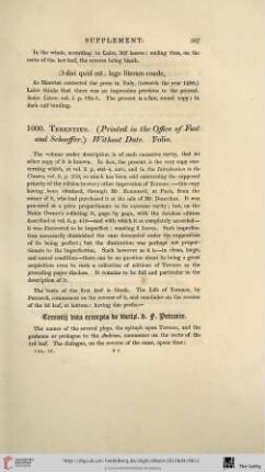 [1000. Terentius – 1004. Turrecremata (I. De)]