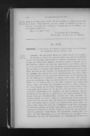 Preussische Thronrede von 1877.