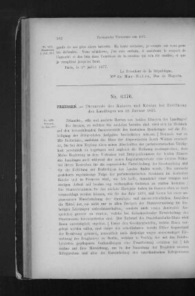 Preussische Thronrede von 1877.