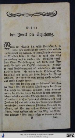 Über den Zweck der Erziehung.
