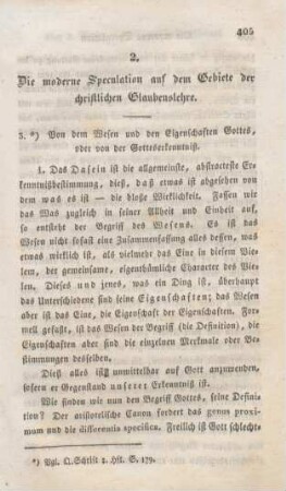 405-467 Die moderne Speculation auf dem Gebiete der christlichen Glaubenslehre : 3. von dem Wesen und den Eigenschaften Gottes, oder von der Gotteserkenntniß