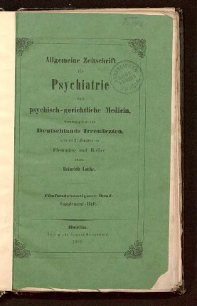 Bericht über die psychiatrischen Versammlungen zu Dresden im September 1868