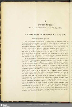 B. Feierliche Eröffnung des außerordentlichen Landtags am 23. Juni 1915