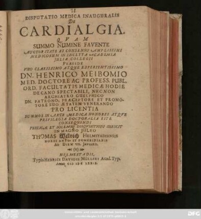 Disputatio Medica Inauguralis De Cardialgia