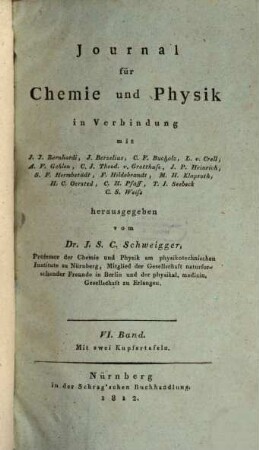 Journal für Chemie und Physik, 6. 1812