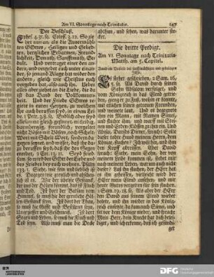 Die dritte Predigt, Am VI. Sonntage nach Trinitatis.
