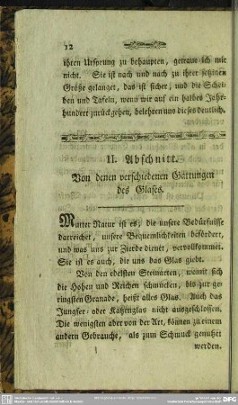 II. Abschnitt. Von den verschiedenen Gattungen des Glases