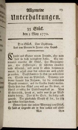 35 Stück. den 5 May 1770.