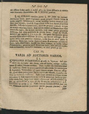 Cap. IV. Varia ad Auctores Varios