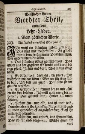Vierdter Theil, enthaltend Lehr- Lieder.
