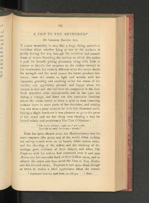 A Trip to the Antipodes.