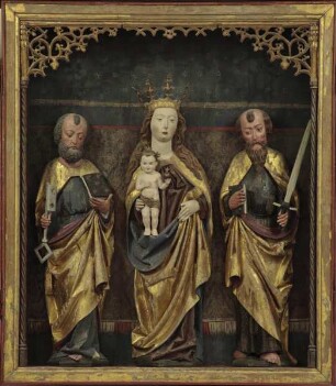 Schnitzaltar — Madonna mit Petrus und Paulus