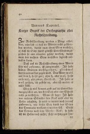 Viertes Kapitel. Kurzer Begrif der Orthographie oder Rechtschreibung.