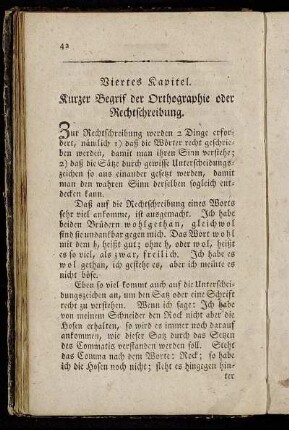 Viertes Kapitel. Kurzer Begrif der Orthographie oder Rechtschreibung.
