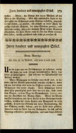 Zwey hundert und neunzigstes Stück