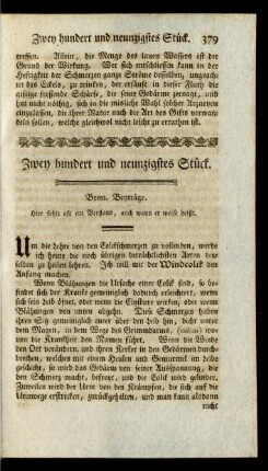 Zwey hundert und neunzigstes Stück