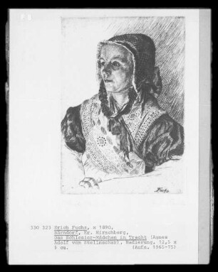 Das Schlesier-Mädchen in Tracht (Agnes Adolf vom Stellmacher; Bärndorf, Kreis Hirschberg/Schlesien)