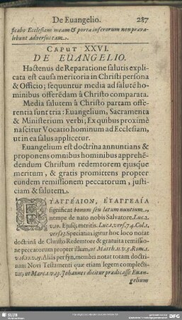Caput XXVI. De Evangelio