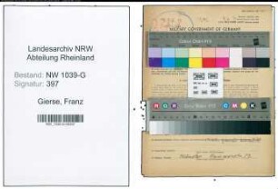 Entnazifizierung Franz Gierse , geb. 10.08.1902 (Kaufmann)