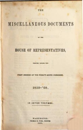 House documents. [131,6.] 1859/60 (1860) = Congress 36, Sess. 1