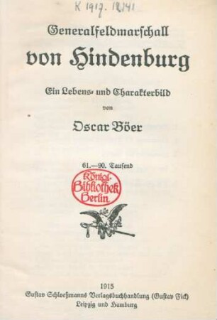 Generalfeldmarschall von Hindenburg