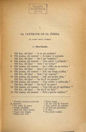 Canti e racconti del popolo Italiano, 9. Canti popolari in dialetto logudorese, 1