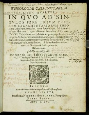 4: Theologiae Calvinistarum Liber ....