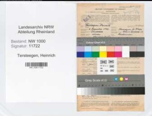 Entnazifizierung Heinrich Tersteegen, geb. 06.11.1886 (Postbeamter)