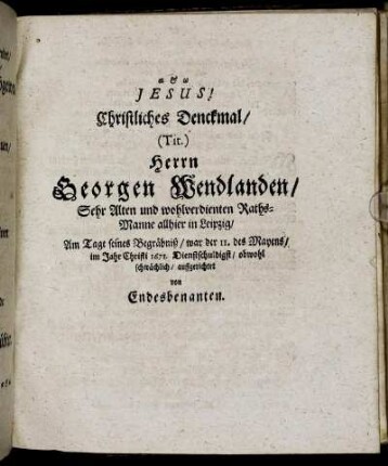 Christliches Denckmal.