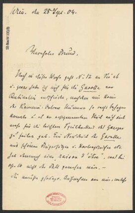 Brief an Ludwig Strecker <senior> und B. Schott's Söhne : 28.09.1904