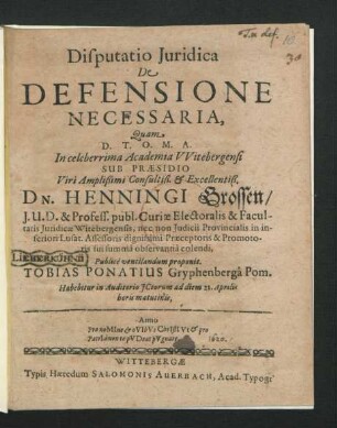 Disputatio Iuridica De Defensione Necessaria