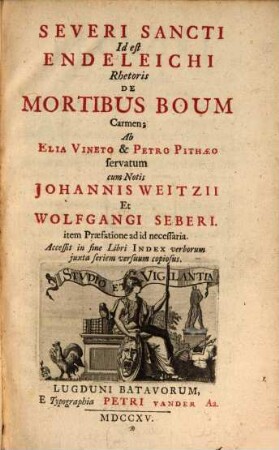Severi Sancti, id est Endeleichi ... de mortibus boum carmen