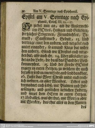 Epistel am V. Sonntage nach Epiphaniae