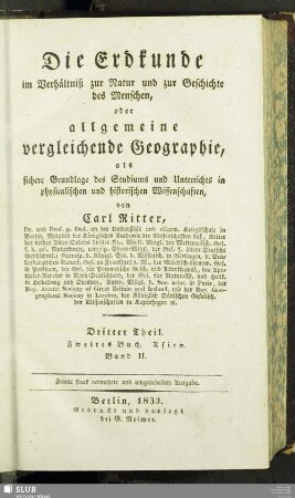 3,2: Die Erdkunde von Asien : Band II. Der Nord-Osten und der Süden von Hoch-Asien