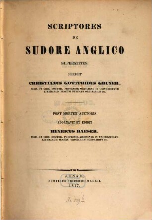 Scriptores de sudore anglico superstites