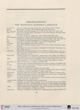 Abkürzungen der mehrfach zitierten Literatur