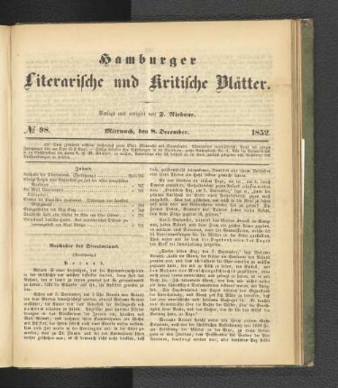 No. 98. 8. Dezember 1852