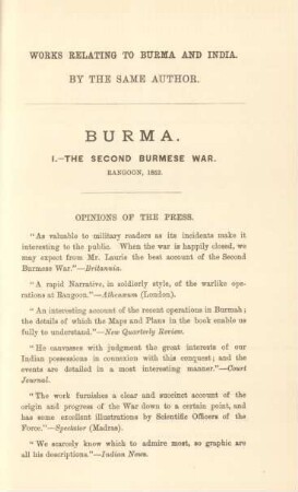 Works relating to Burma and India by the same author