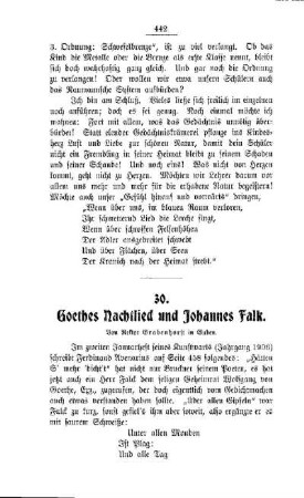 Goethes Nachtlied und Johannes Falk