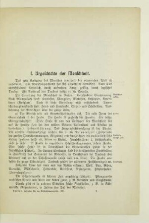 I. Urgeschichte der Menschheit