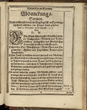 Abdanckungs-Sermon.