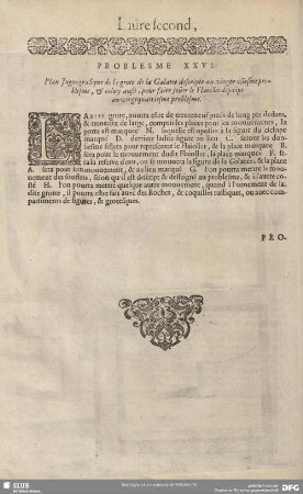 PROBLESME XXVI. Plan Ingnografique de la grote de la Galatee descripte au vingtroisiesme problesme, & celuy außi, pour faire joüer le Flaiollet descript au vingtquatriesme problesme.