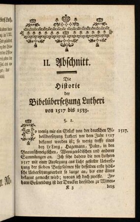 149-334, II. Abschnitt. Die Historie der Bibelübersetzung Lutheri von 1517 bis 1533.