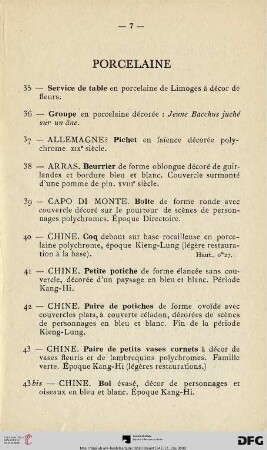 Porcelaine (Nr. 35-53)