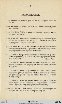 Porcelaine (Nr. 35-53)